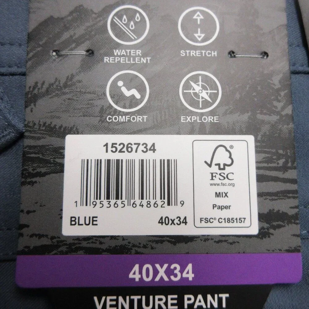 GERRY Venture Hiking Work Commuter Tech Pant 40x34 Cargo Utility Blue Grey 2 NWT